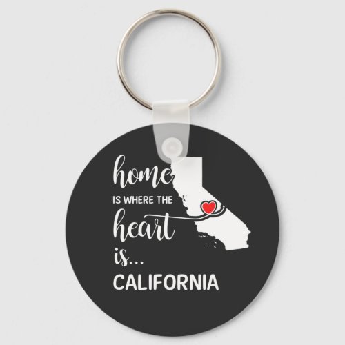 California home is where the heart is keychain