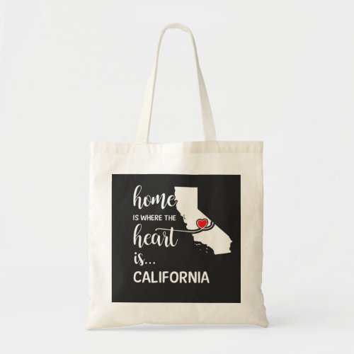 California home is where the heart is tote bag