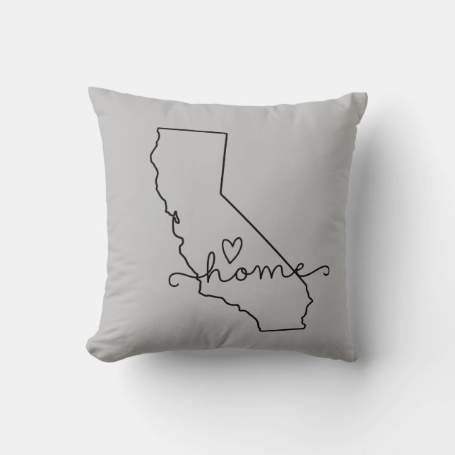 California Home State Love, Movable Location Heart Throw Pillow (Front)