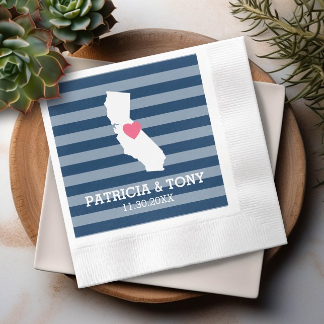 California Home State Love with Custom Heart Paper Napkins (Custom Napkin)