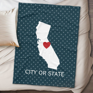 California Home State Map - Custom City Fleece Blanket