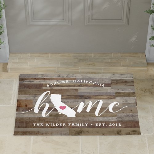 California Home State Personalized Wood Look Doormat
