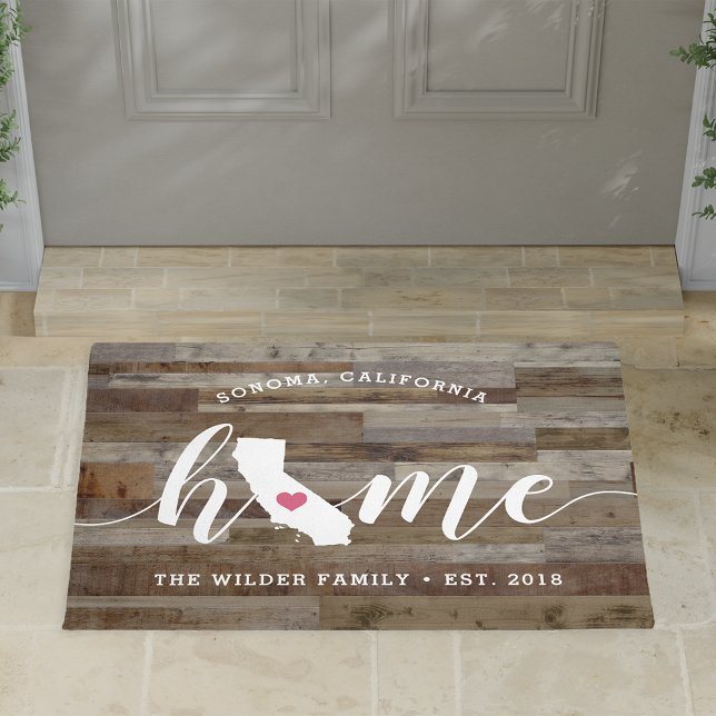 California Home State Personalized Wood Look Doormat (Creator Uploaded)
