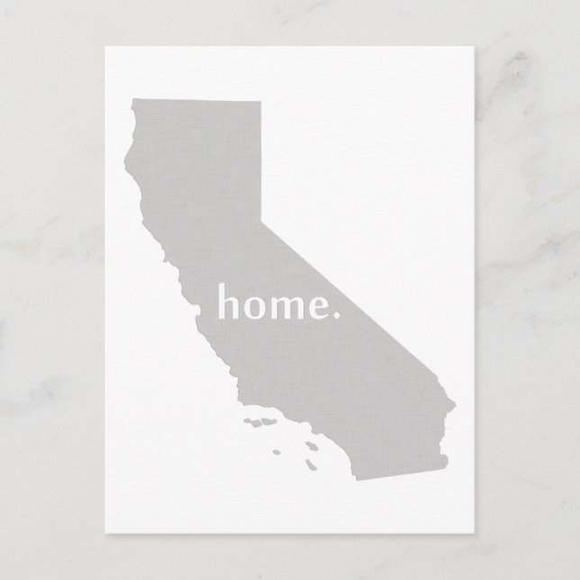California Home State Shaped Californian Cali Gray Postcard (Front)
