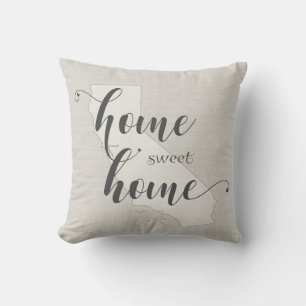 California - Home Sweet Home burlap-look Throw Pillow