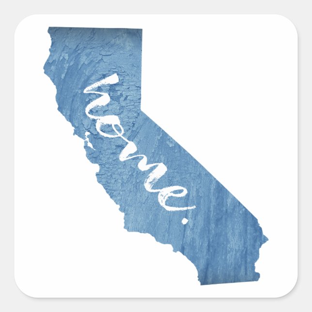 California Home Wood Grain Square Sticker (Front)