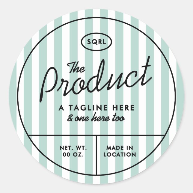 California Hotel Stripes Boutique Round Labels (Front)