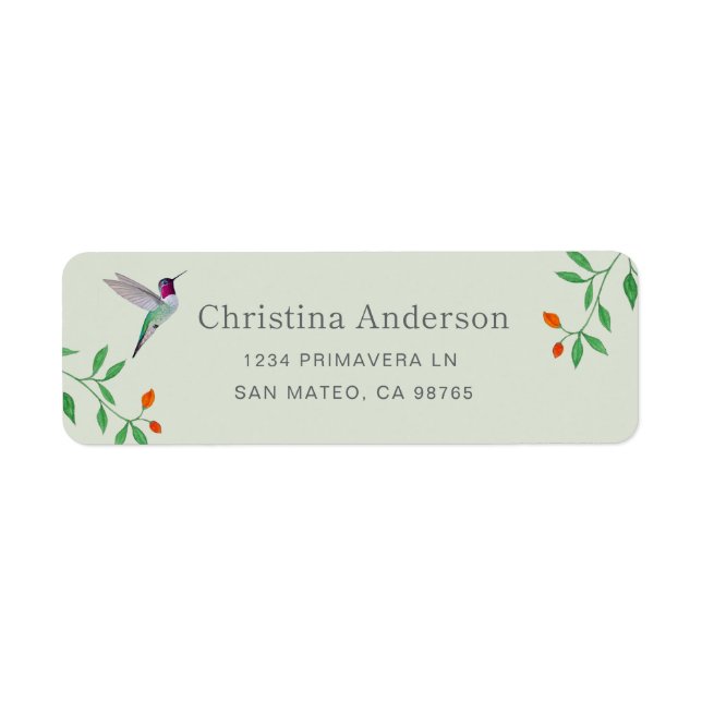 California Hummingbird  Address Label (Front)