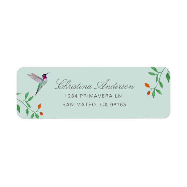 California Hummingbird  Address Label (Front)