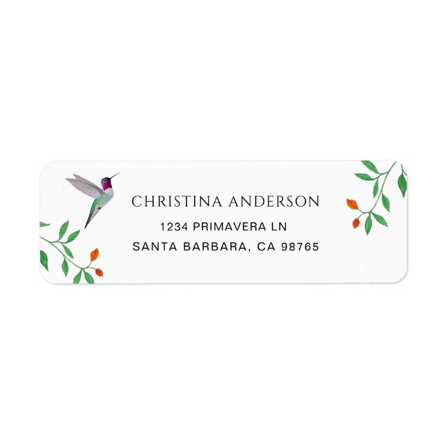 California Hummingbird  Address Label (Front)