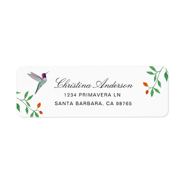 California Hummingbird  Address Label (Front)