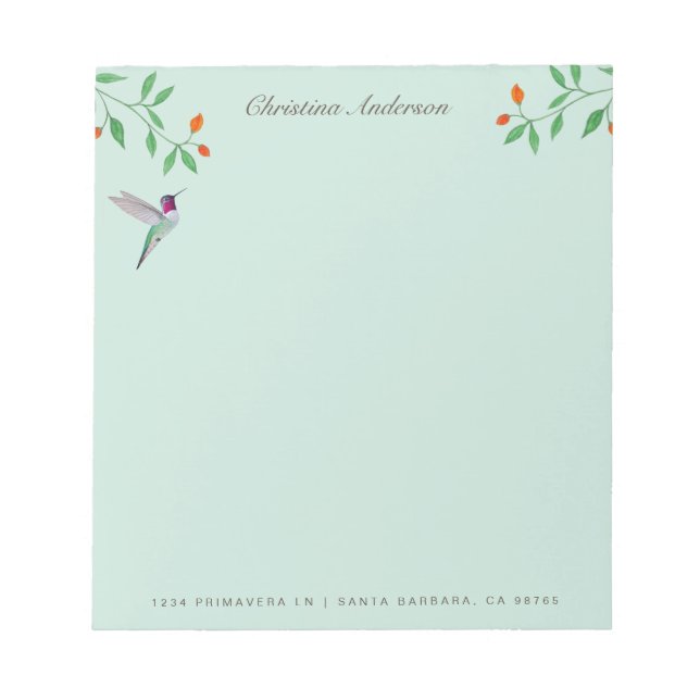 California Hummingbird  Notepad (Front)