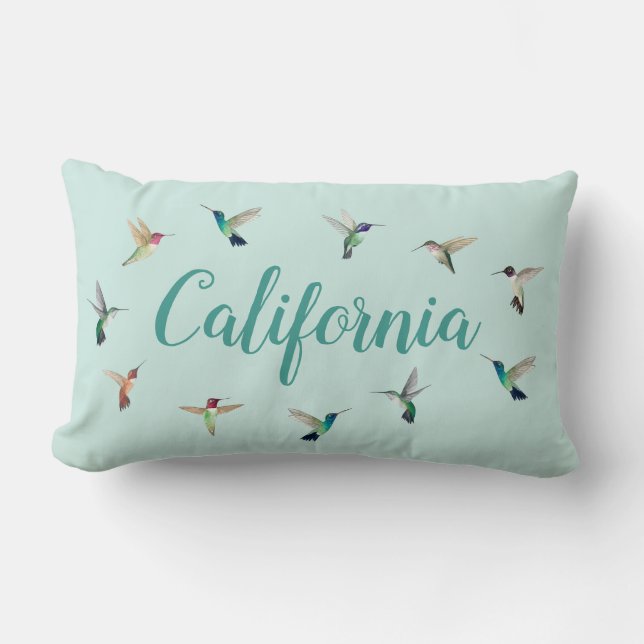 California Hummingbirds Lumbar Pillow (Front)