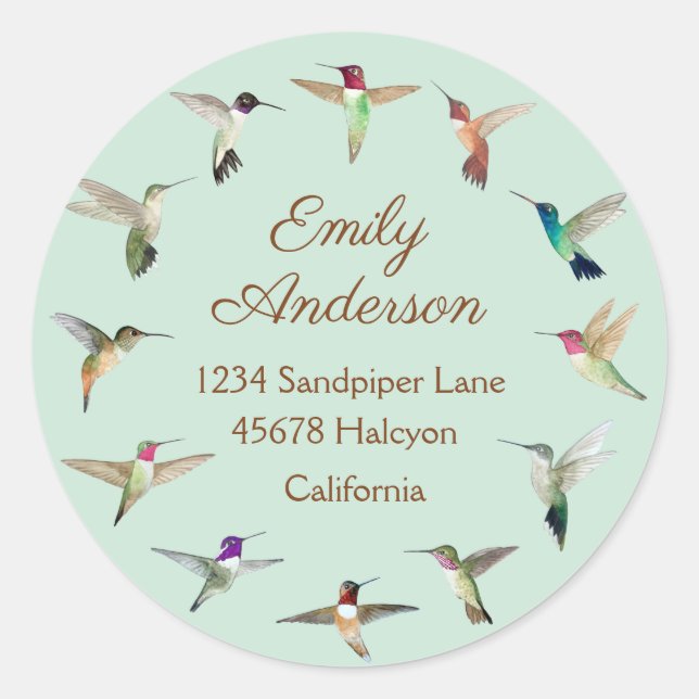 California Hummingbirds Mint Classic Round Sticker (Front)