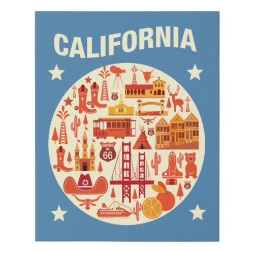 California Icons Faux Canvas Print California Icons Faux Canvas Print