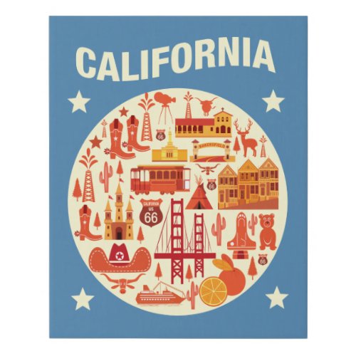 California Icons Faux Canvas Print