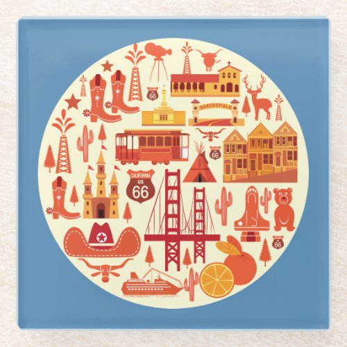 California Icons Glass Coaster California Icons Glass Coaster