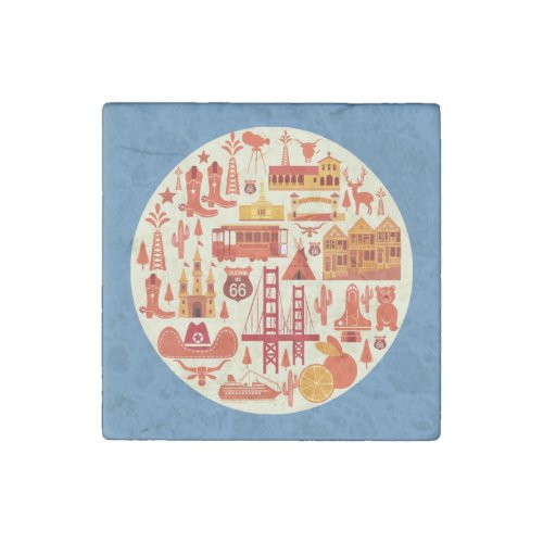 California Icons Stone Magnet California Icons Stone Magnet