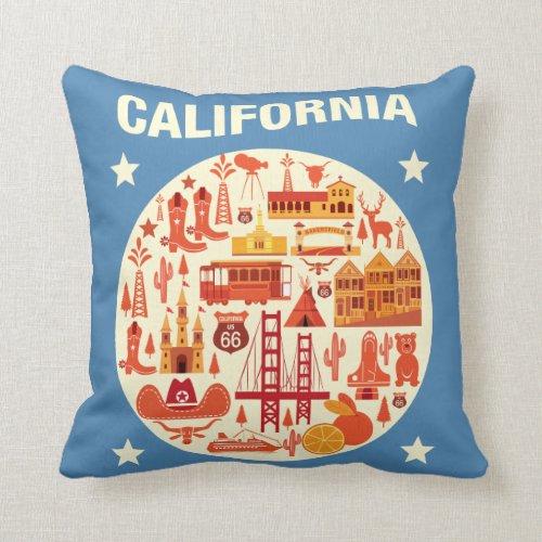 California Icons Throw Pillow California Icons Throw Pillow