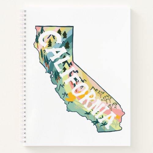 California Illustrated Map Colorful Cute Notebook