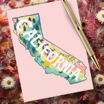 California Illustrated Map Postcard<br><div class="desc">Check out this colorful state map drawing.
 
 Visit my shop for more states and more matching items!</div>