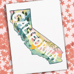 California Illustrated Map Postcard<br><div class="desc">Check out this colorful state map drawing.
 
 Visit my shop for more states and more matching items!</div>