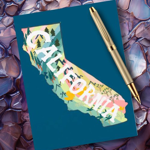 California Illustrated Map Postcard