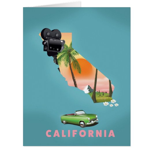 California illustrated map poster cards (Front)