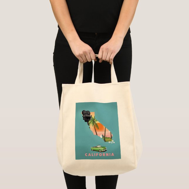 California illustrated map poster tote bag (Front (Product))