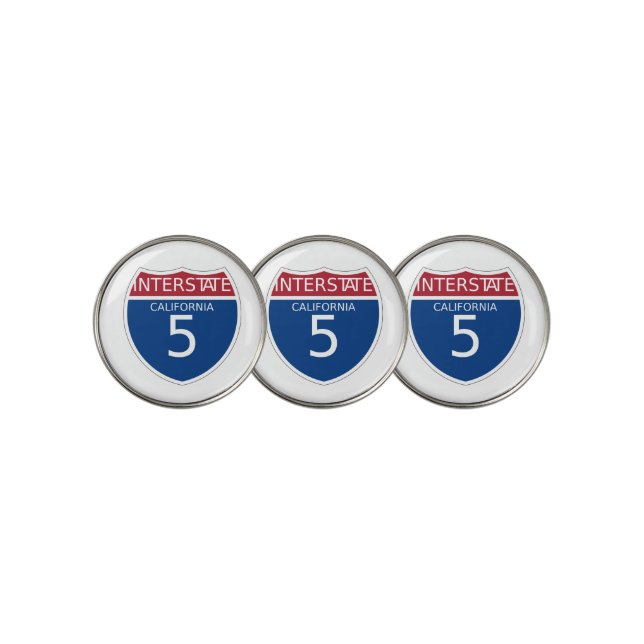 California Interstate 5 Sign Golf Ball Marker (3 Up)