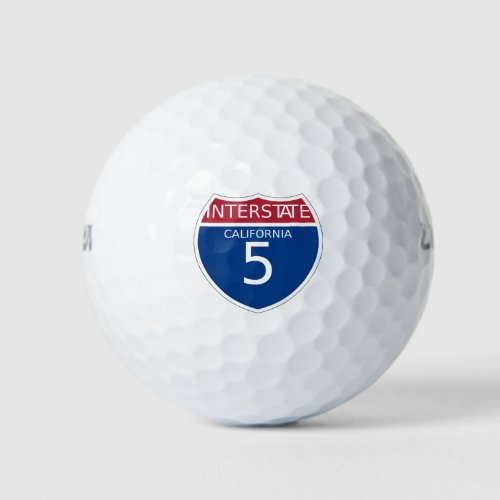California Interstate 5 Sign Golf Balls