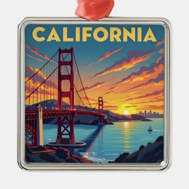 California Keepsake | The Golden Gate Bridge  Metal Ornament (Front)