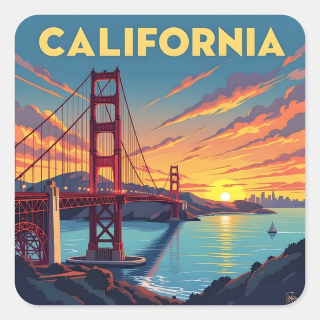 California Keepsake | The Golden Gate Bridge Square Sticker (Front)