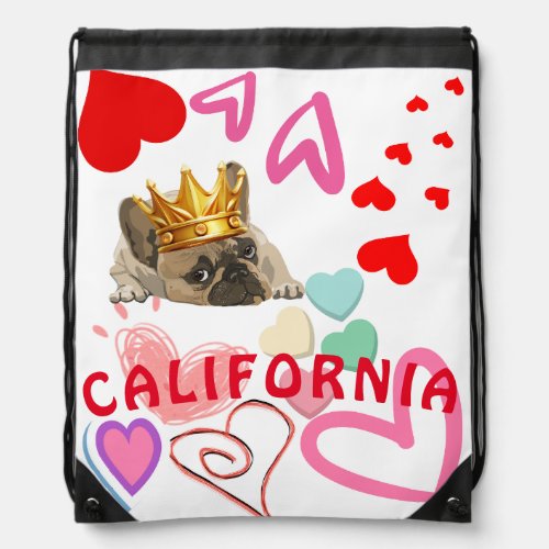 California King Dog Lover Trendy Summer Travel  Drawstring Bag