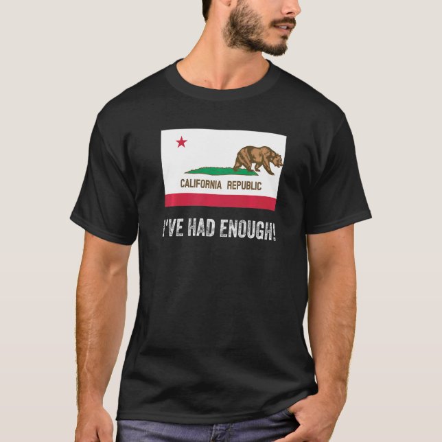 California Leaving Left Had Enough Flag Bear T-Shirt (Front)