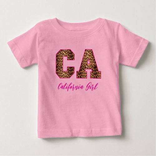 California Leopard Font USA State Pride Custom Baby T_Shirt