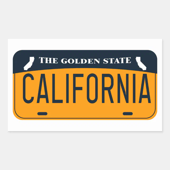 California Licence Plate, The Golden State Rectangular Sticker  Zazzle