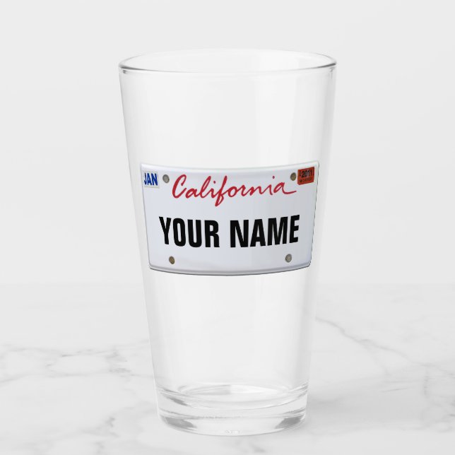 California License Plate (customizable) Glass (Front)