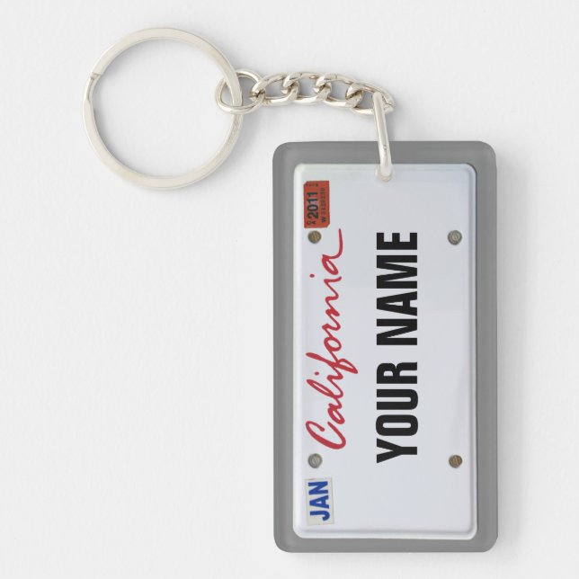 California License Plate (customizable) Keychain (Front)