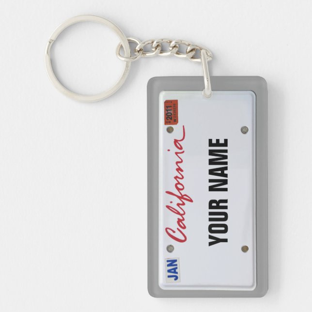California License Plate (customizable) Keychain (Front)