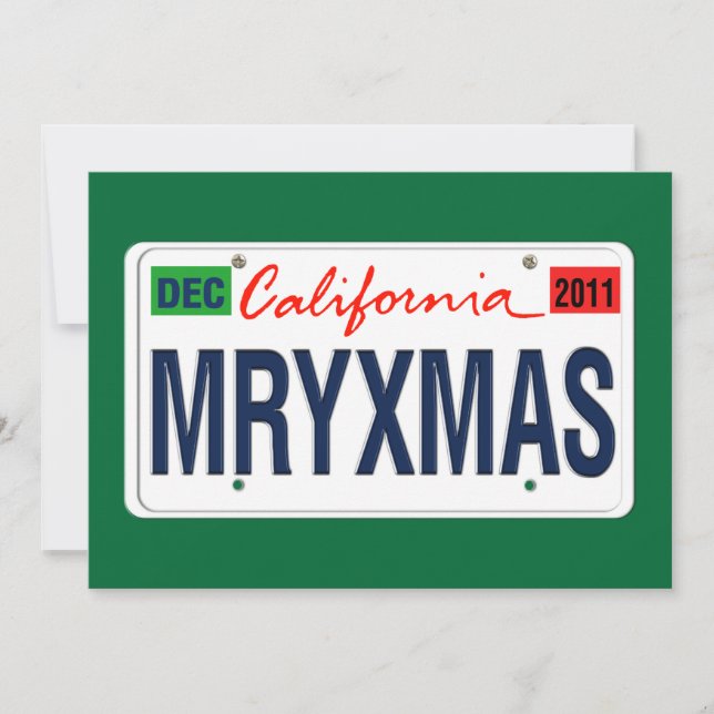California License Plate Merry Xmas 2011 Invitation (Front)