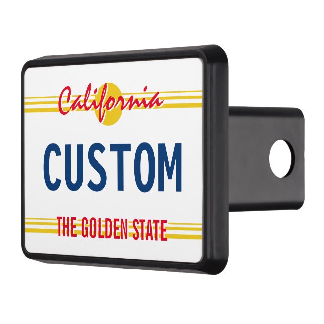 California license plate retro style custom tow hitch cover (Left)