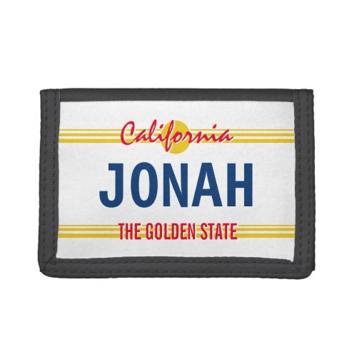 California license plate retro style custom trifold wallet