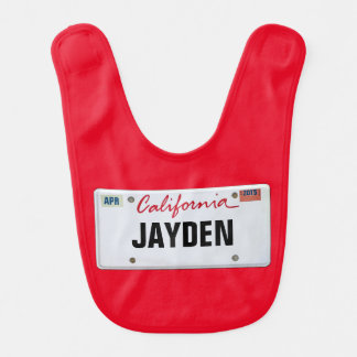 California License Plate with Baby's Name Baby Bib