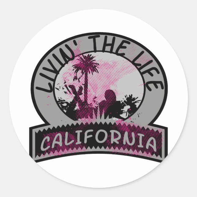 California Life Classic Round Sticker (Front)