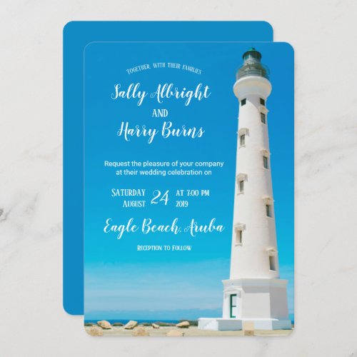 California Lighthouse Aruba Destination Wedding Invitation