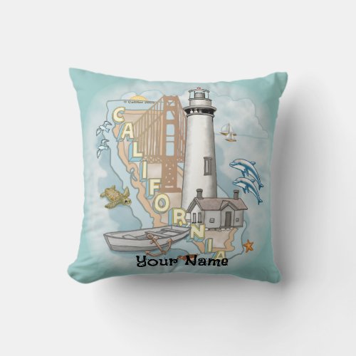 California Lighthouse custom name pillow