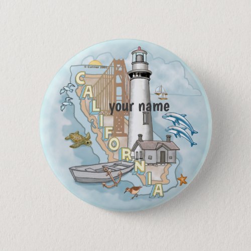 California Lighthouse custom name pin button 