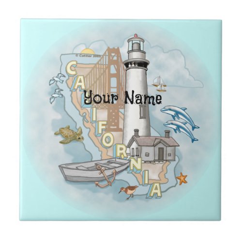 California Lighthouse custom name tile