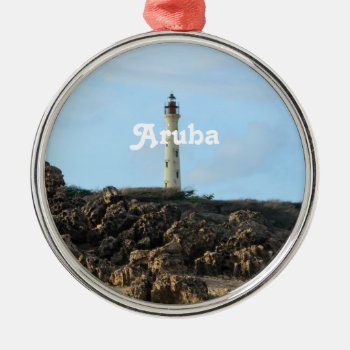 California Lighthouse In Aruba Metal Ornament by GoingPlaces at Zazzle